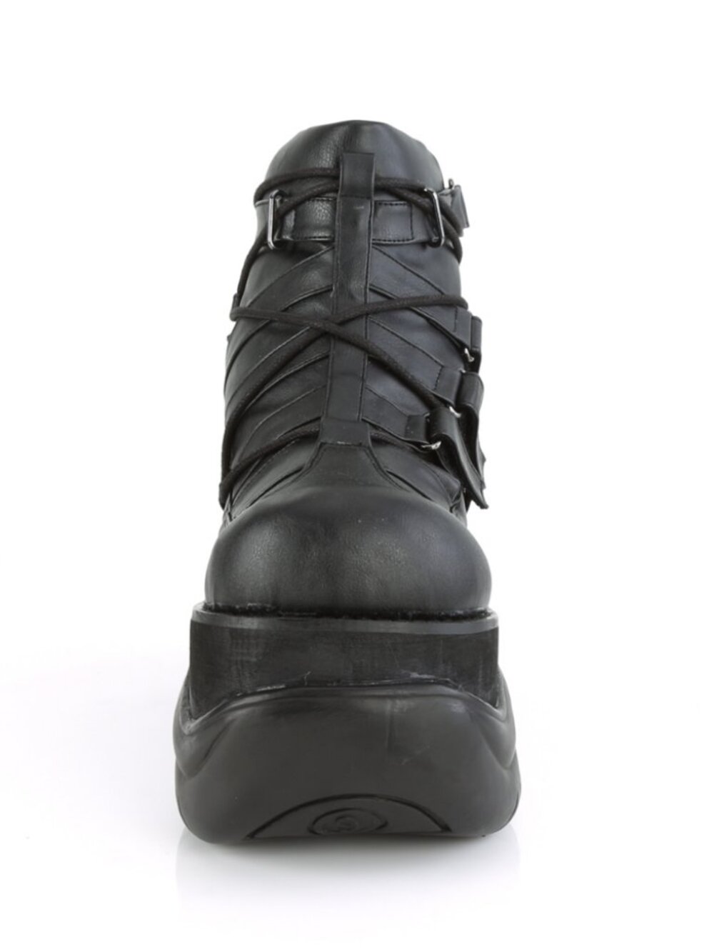 4" Platform Ankle Bootie with Padded Collar, Hook & Loop Straps, Lace-Up Front